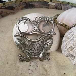 FINAL💕Vintage Frog Pendant Necklace, Long Dangle OOAK